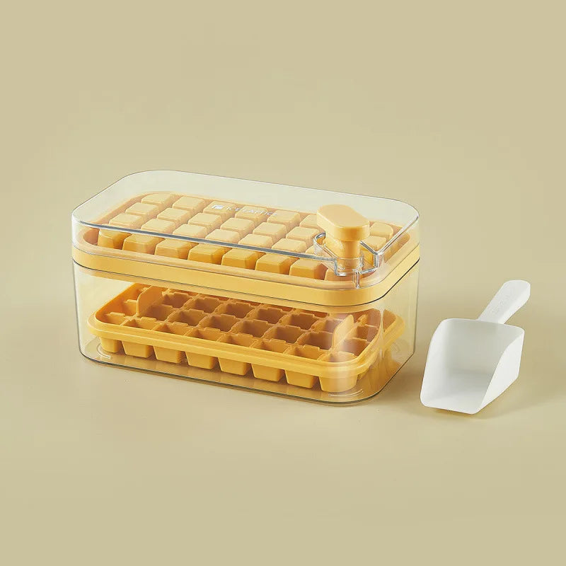 32/64 Grids Ice Cube Maker Ice Storage Box with Lid Pressing Ice Molds Silicone Ice Cube Tray One Button Release Ice Cube Mold