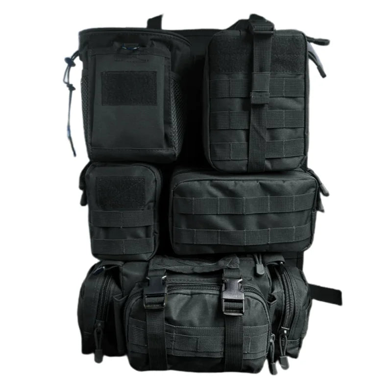 Tactical Car Seat Back Organizer Tactical Vehicle Panel Organizer with 5 Detachable Molle Pouches Universal Fits Most of Vehicle