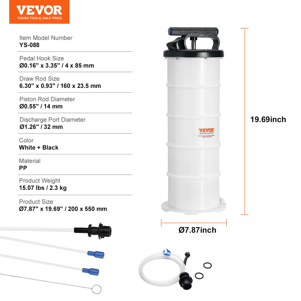 SucceBuy 6.5L Fluid Extractor Manual Hand-Operated Car Brake Oil Changer with Hose Vacuum Fluid Oil Pump for Car Accessories
