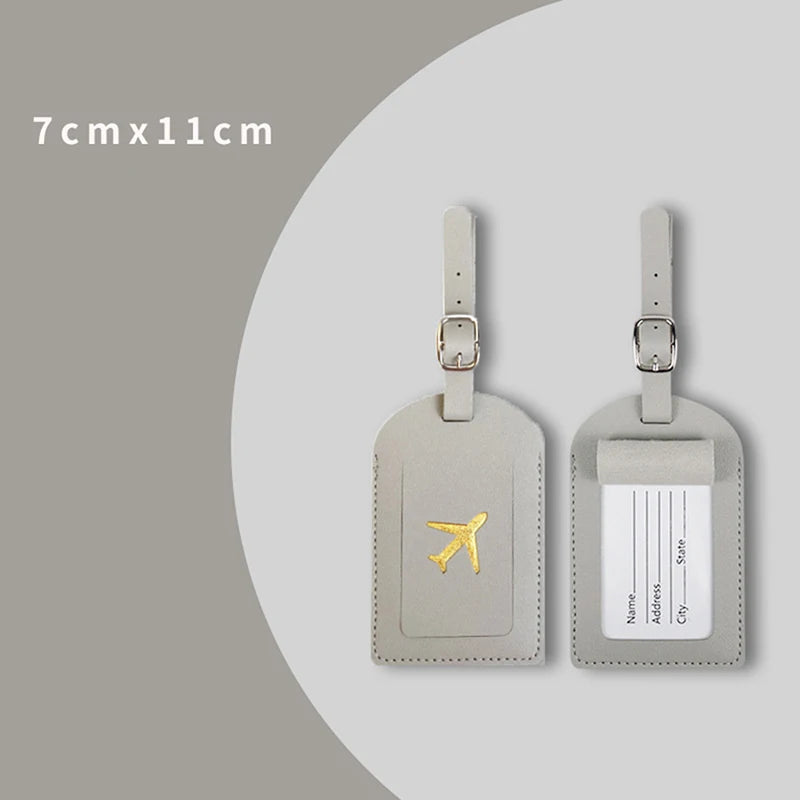 1pcs PU Leather Luggage Tag Name ID Labels Travel Suitcase Identifier Label Boarding Bag Tag Travel Accessories