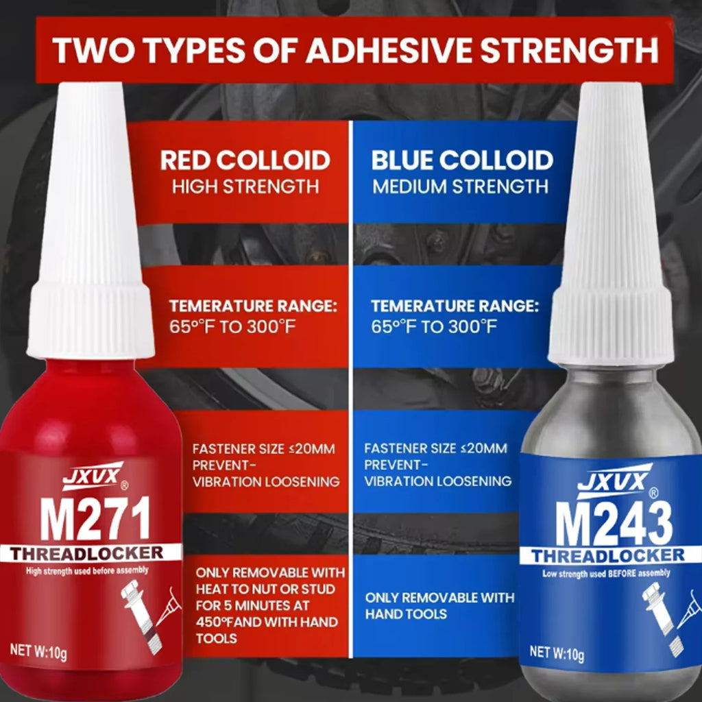JXVX 271 243 threadlocker, high to medium strength thread locking agent, anaerobic adhesive, waterproof screw glue, non-slip.