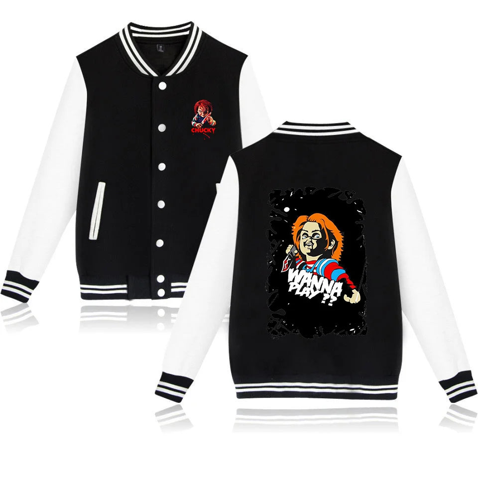 Child's Play Chucky Bomber Jacket Women Men Autumn Baseball Jacket Coat Student Streetwear Harajuku Bomber College Jacket