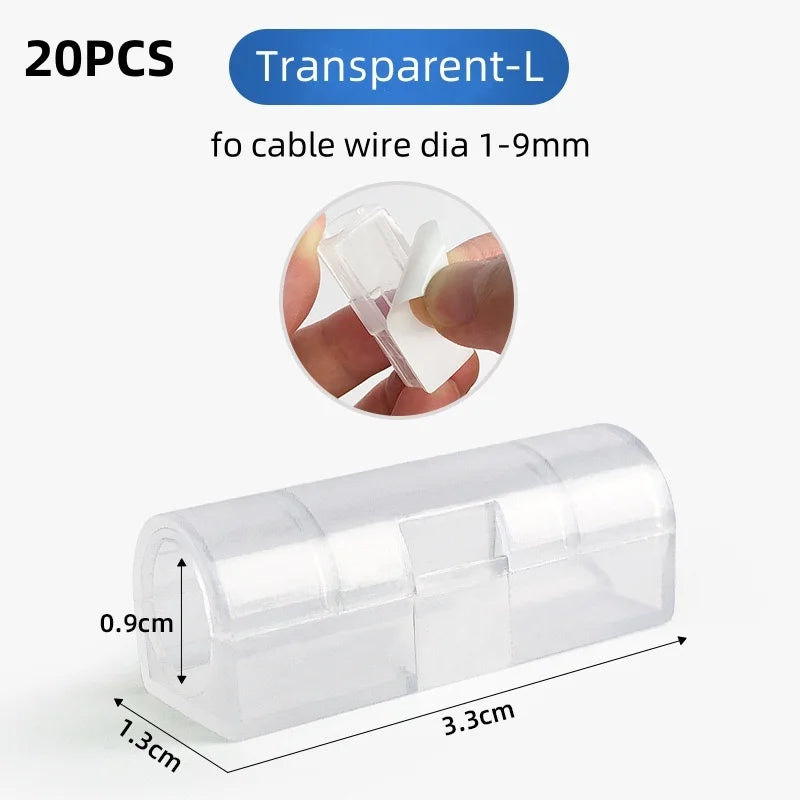 5/20pcs Cable Organizer Clip Snap Drop Wire Holder Cord Management Self-Adhesive Cable Fixed Clamp Office Wiring Accessory