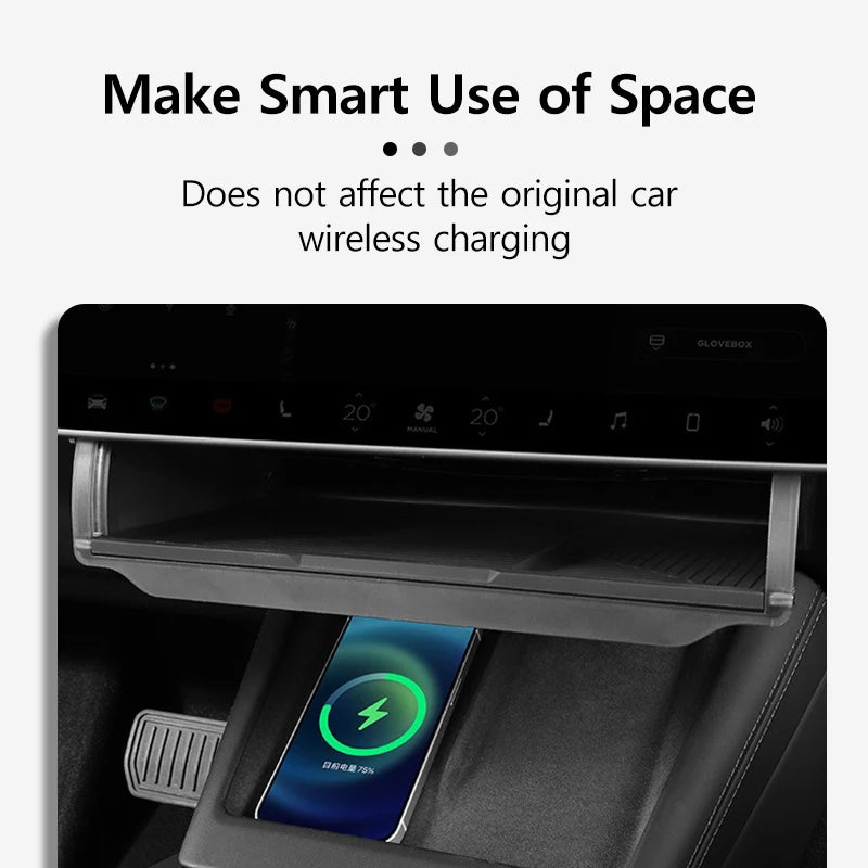 Under-Screen Storage Box For Tesla Model 3 Highland Hidden Fold Able Storage Box Car Storage Modification Parts Interior Design
