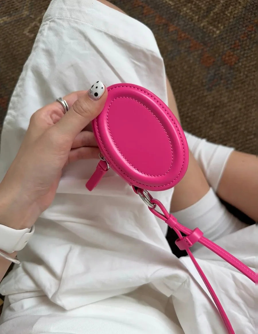 Round box jewelry bag, niche design, versatile crossbody baginsNeck-hanging decorative waist bag, lipstick key bag, earphone bag