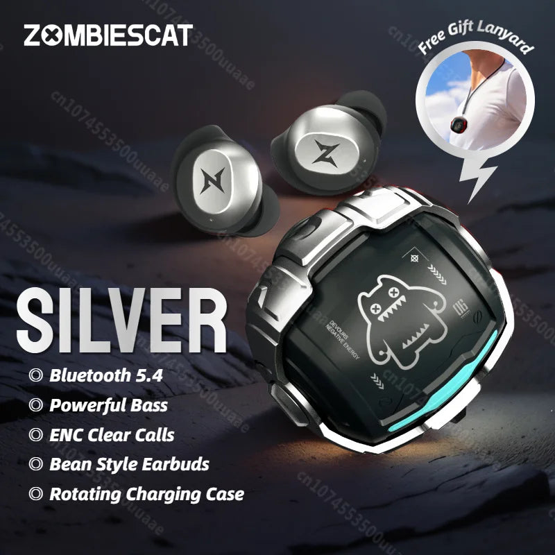 ZOMBIES CAT B12 Bean Design Invisible Earbuds Wireless Bluetooth Sports Earphones In-Ear Deep Bass Headphone with Sport Lanyard