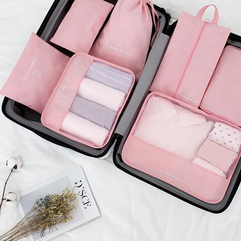 Travel Luggage Organizer Set with Mesh Window and Zipper Closure Lightweight Packing Cubes for Suitcase Storage Daily Use