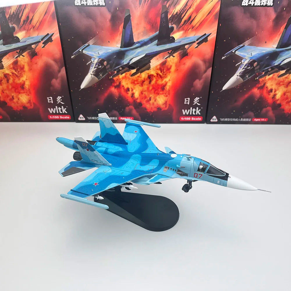 1/100 Scale SU34 Fighter Bomber Russian Sukhoi Cy-34 SU-34 Fullback Diecast Metal Military Plane Model Collection or Gifts