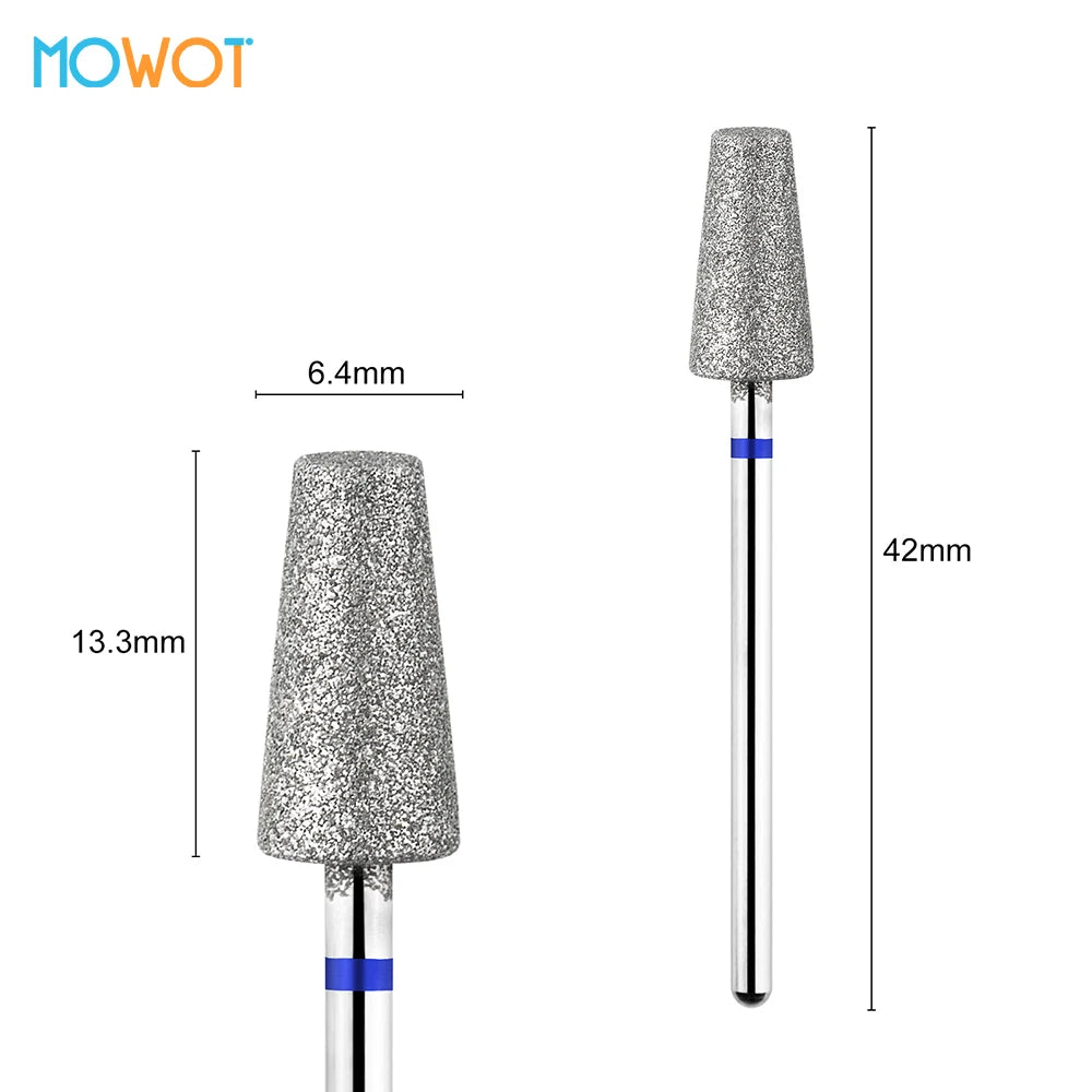 MOWOT Cross Teeth Barrel Diamond Nail Drill Bits 3/32" Rotary Nail Bit Milling Cutter for Manicure Cuticle Clean Burr Nail Tools