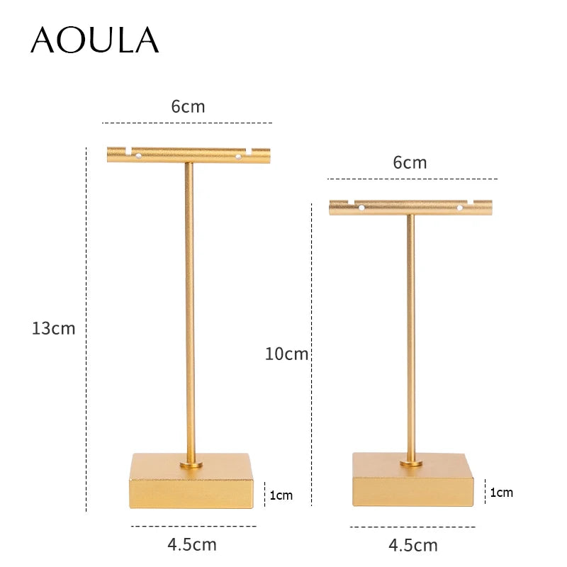 Luxury Dangle Earrings Display Metal Rack T Bar Stand Ring Jewelry Hanger Organizer Ear Studs Storage Holder Shelf Store Selling