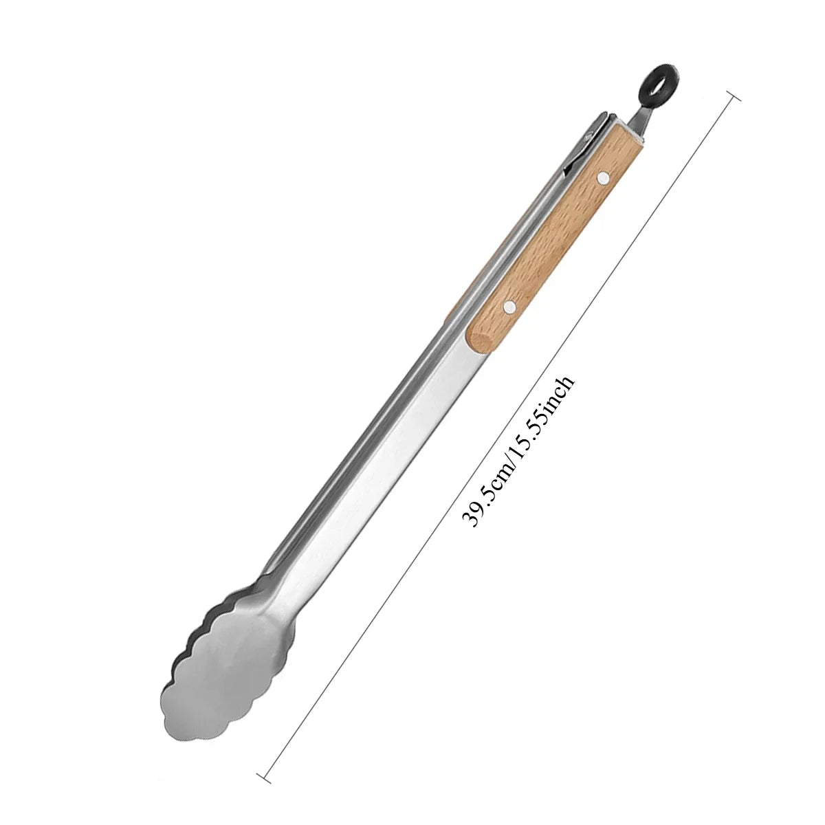 1Pcs Stainless Steel Food Tongs, Heavy Duty Kitchen Tongs with Wooden Handle for Cooking, Grilling and BBQ, 7-16 Inch Length