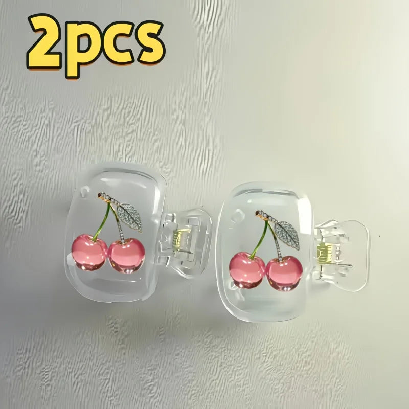 2pcs Pink Cherry Toothbrush Holder Clips Household Portable Travel Essential Toothbrush Protective Cap Storage Box Perfect Gift