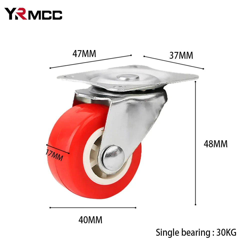 10PCS Car Swivel Casters 360 Degrees Heavy Duty Wheel Caster 1.5 Inch Wear Resistant Mute Heavy Trolley Wheels Red Swivel Castor