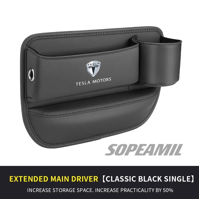 Tesla Cybertruck Beast Model 3 Model Y Model S Model X Car Leather Seat Multifunction Crevice Case Water Cup Holder Storage Box