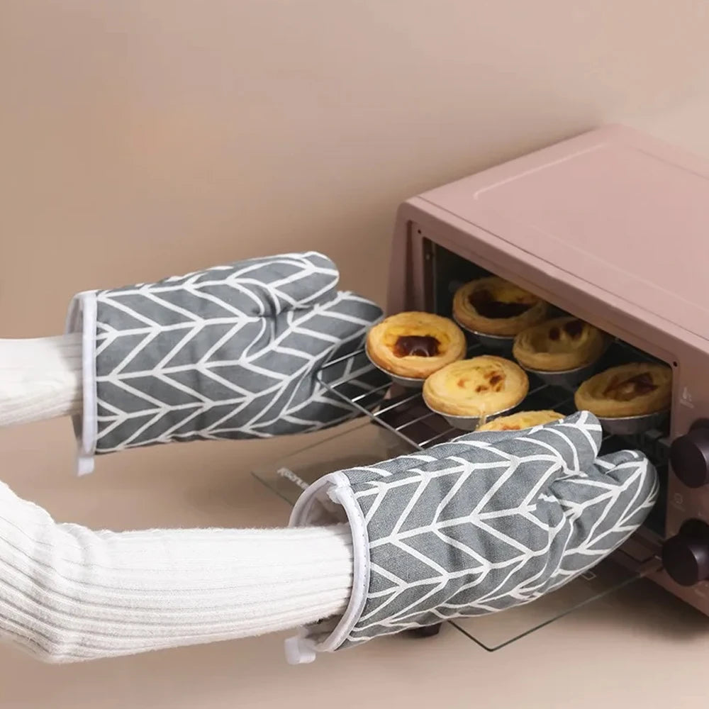 Oven Baking Gloves Oven Mitts Microwave Oven Gloves High-temperature Resistant Linen Gloves Kitchen Baking Tools Bakeware