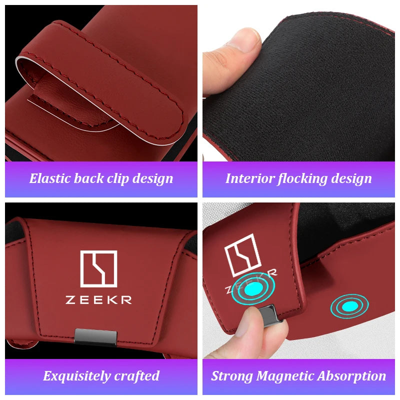 Sunglasses Box Magnetic Leather Car Visor Glasses Case For ZEEKR 001 007 009 X MIX 7X 9X M-Vision Glasses Case Car Accessories