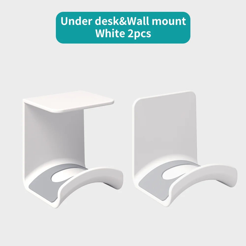Universal Headphone Stand No Punching Plastic Wall Mount Hanger Under Desk Headset Rack Holder Support for Gaming Earphone