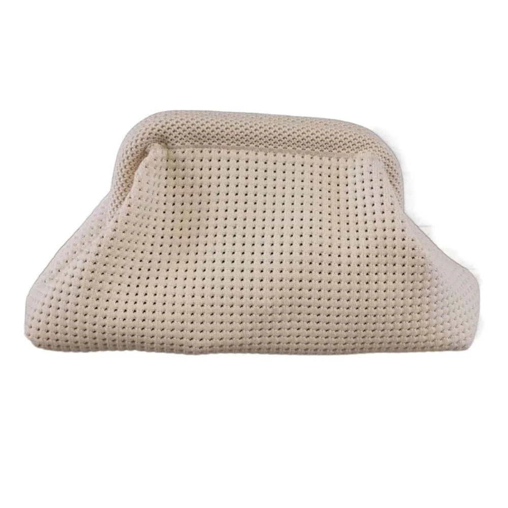 Durable Polyester Summer Beach Clutch Bag Elastic Soft Hollow Out Pouch Large Capacity Breathable Small Crochet Handbag Spring