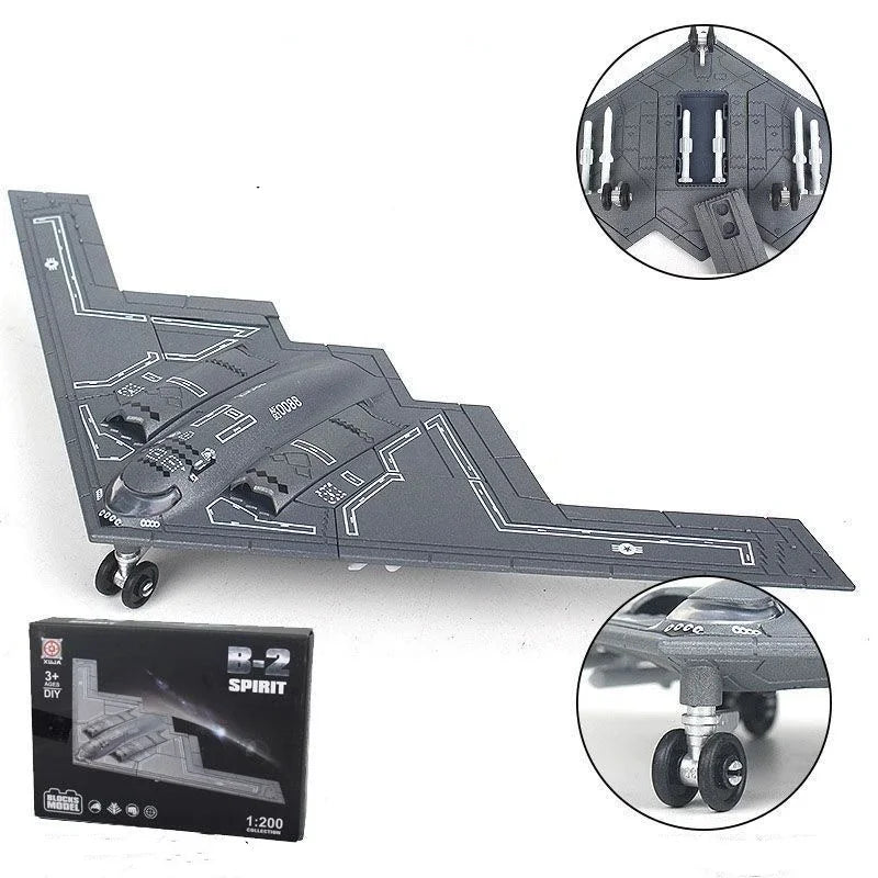 1:200 Scale Us Air Force B2 Spirit Stealth Bomber ABS Diecast Aircraft Model Children toys With Display Base Collectible Gift