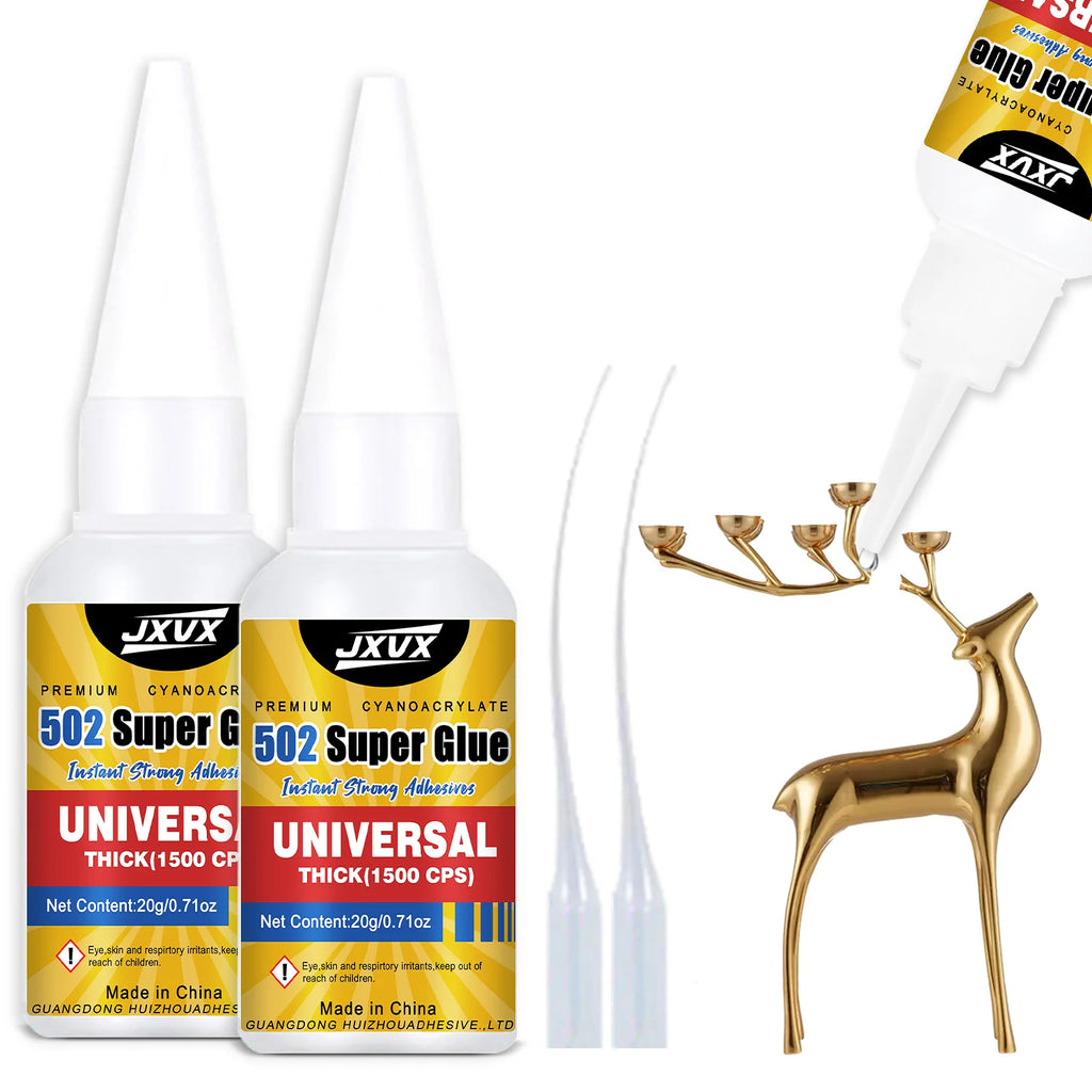 JXVX New 20g 502 Super Glue Quick-drying Cyanoacrylate Instant Leather Rubber Wood Glass Metal Strong Bond Liquid Adhesive Tool