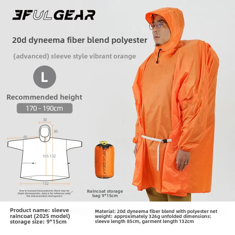 3F UL GEAR Sleeve Raincoat Outdoor Ultralight 15D/20D/220T Nylon Rain Jacket Waterproof Cycling Hiking Jackets Poncho Raincoat