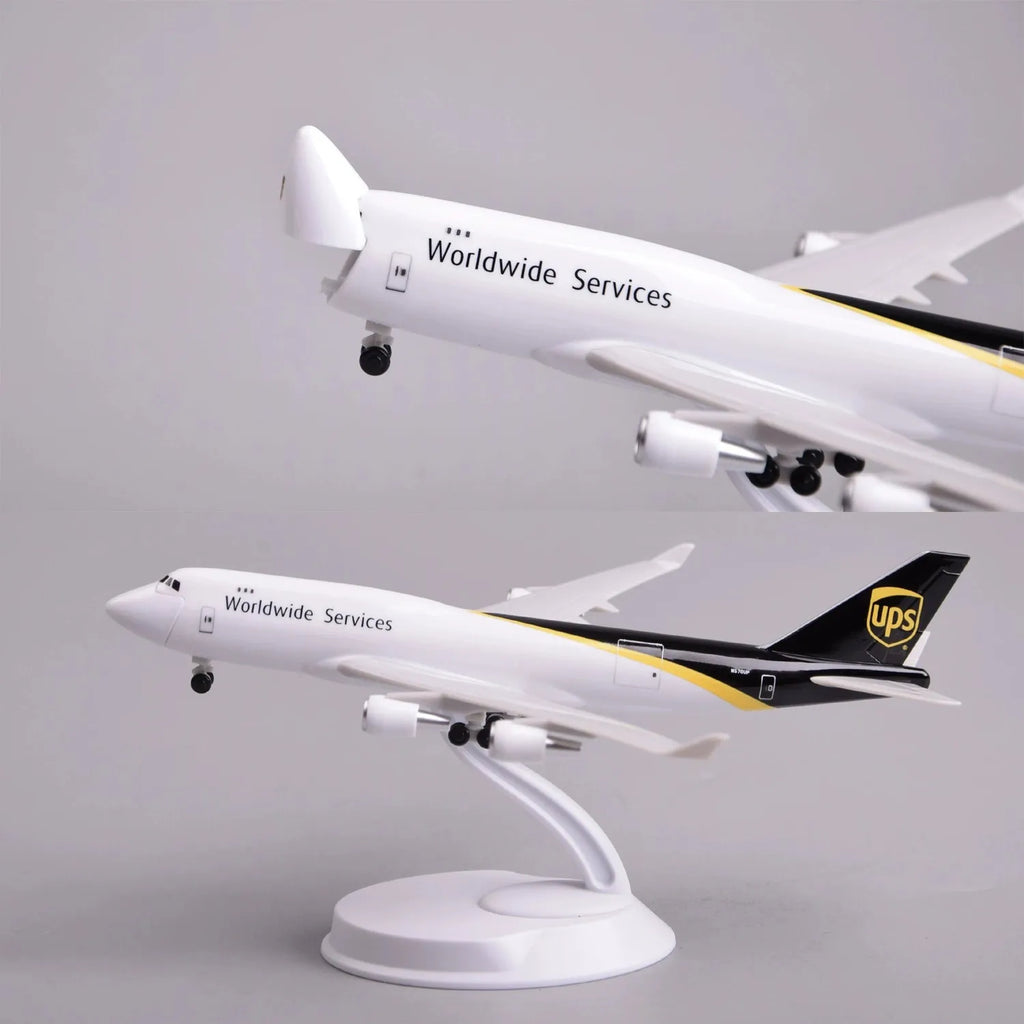 20cm Scale Aircraft Open Cargo Door UPS B747 Cargo Aircraft Model Adults Fun Toy Airplane Diecast ABS Gift Collectible Miniature