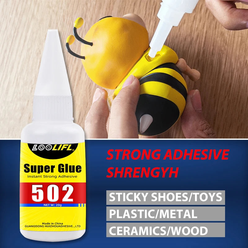 Loolifl 502 Super Glue 20g Cyanoacrylate Adhesive Household Quick Dry Waterproof Glue for Daily Repair DIY Craft Multi-Purpose