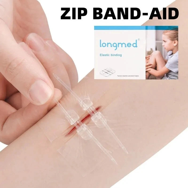 10 Pieces of Outdoor Camping Home Zipper Hemostatic Tape, Wound Closure Tape, Quick Suture Zipper Adhesive Tape, Easy to Carry