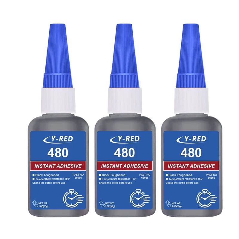 480 Black Super Glue,Instant Adhesive Super Strong CA Glue for DIY, Repair, Crafts, Metal, Plastic, Rubberr