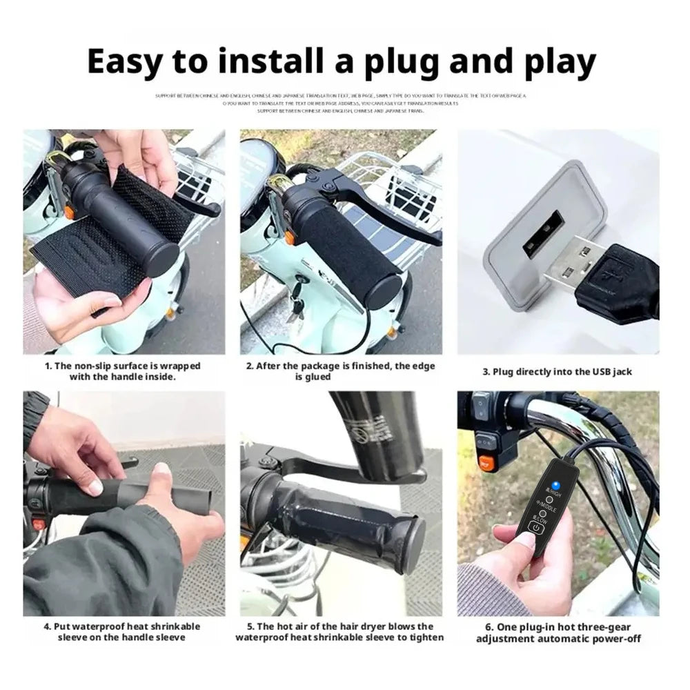 KEBIDUMEI 5V2A Motorcycle Heating Handlebar Covers USB Heated Handgrip for Winter Riding Handlebar Muffs Motorcycle Accessories
