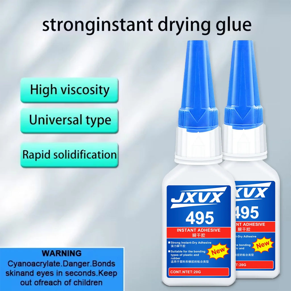 10 Pieces Jxvx 495 Instant Adhesive Super Glue 20g Quick Drying Transparent Multipurpose Metal Plastic Rubber DIY