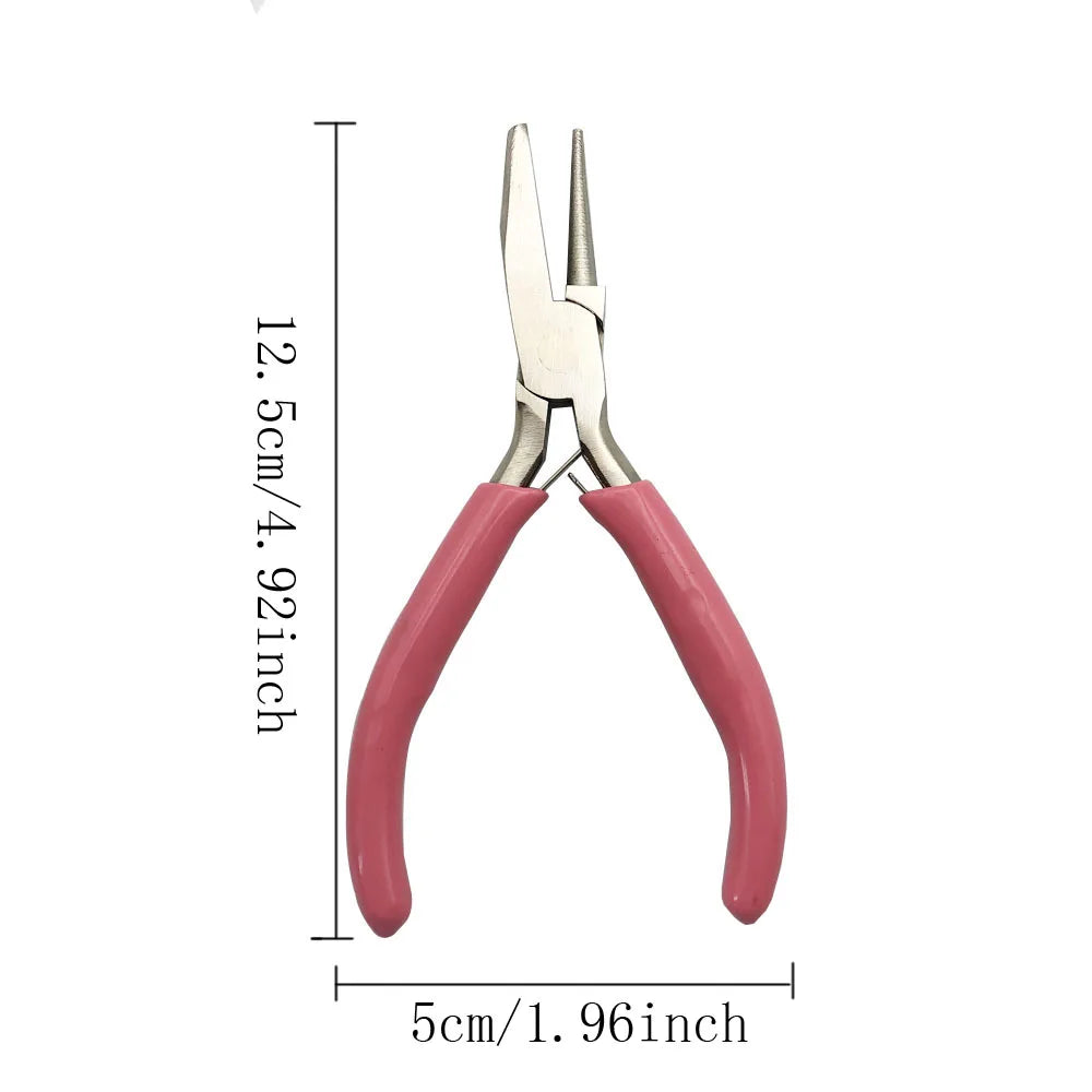 4.5 Inch Pink Round Concave Pliers Wire Looping Pliers Mini Precision Pliers Wire Bending Tools for DIY Jewelry Making Hobby Pro