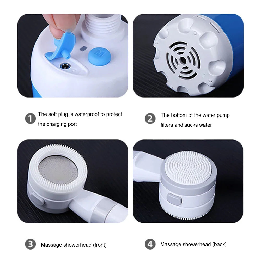 Portable Camping Shower Pump with Digital Display 4000mAh Upgraded Rechargeable Electric Shower Pump Camping Beach Dormitory
