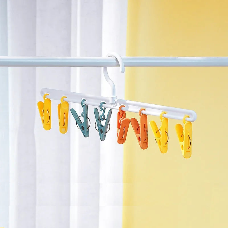 Portable Travel Laundry Drying Rack Plastic Foldable Clothesline Multi-clamp Socks Underwear Drying Rack Compact Storage Orga...