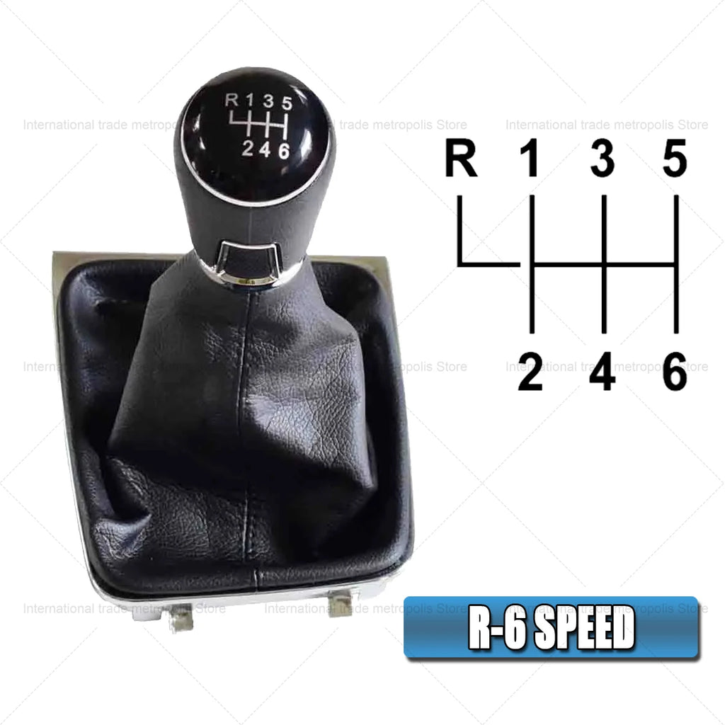 Leather Shift Knob Assembly For Volkswagen VW Golf 7 MK7 (2013-2017) | Fits 5 & 6 Speed left-hand drive