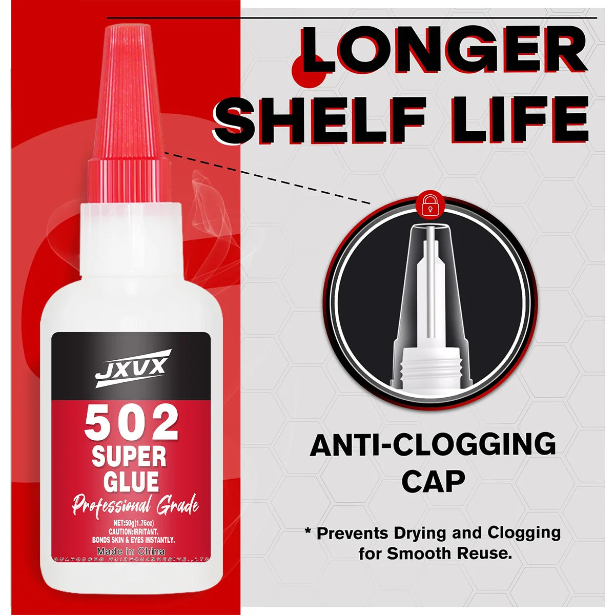 20g/50g Large Capacity 502 Super Glue extra strong, Cyanoacrylate Adhesive, Instant Quick Drying Cyanoacrylate Adhesive, Leather, Rubber, Glass, Wood, Metal, Liquid Glue Tool, Includes dispenser ,1-10pcs.