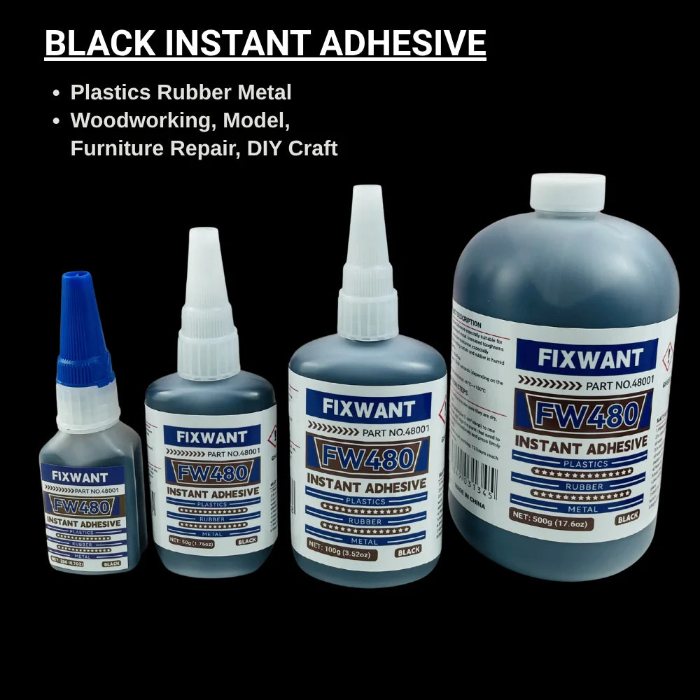 Black Medium-Thick CA Glue Cyanoacrylate Super Glue Dark Wood Repair Rubber Toughened Shockproof Gap Filling Adhesive 20/50/500g