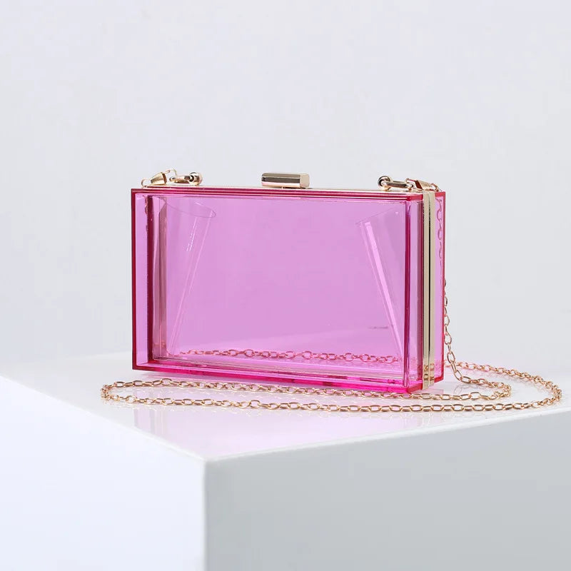 New Acrylic Transparent Women Clutch Bag Chain Luxury Brand Women Messenger Bag Evening Bags Handbag Chain Shoulder Bag