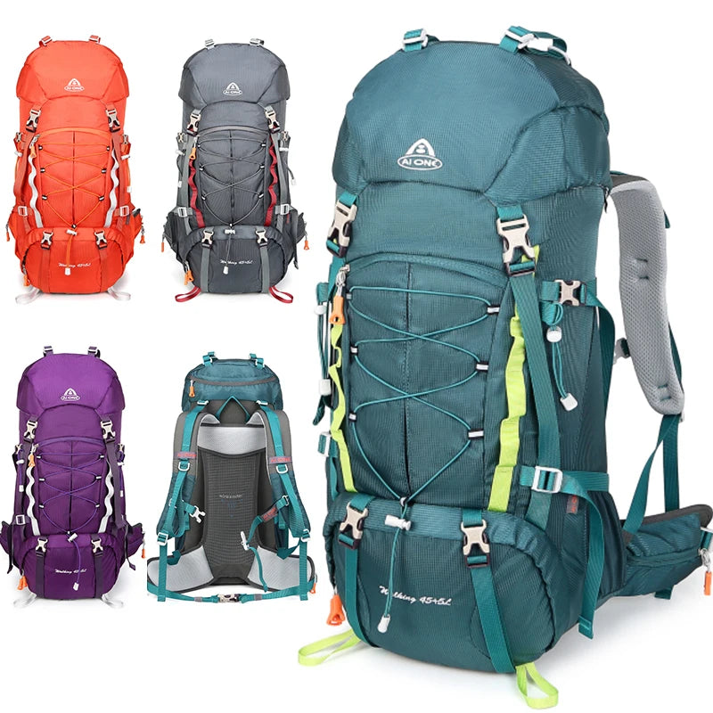 45+5L Suspension Outdoor Hiking Backpack Camping Breathable Backpack Multi-Functional Climbing Sports Backpack