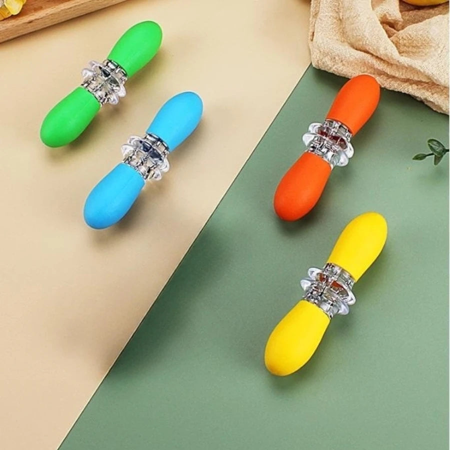 Stainless steel corn cob holder, corn skewer, barbecue fork, fruit fork, with silicone handle and convenient butter spreader