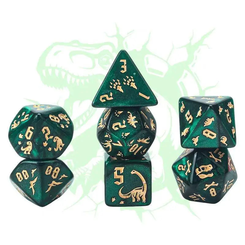 7Pcs/Set Dinosaur Dice Clear Engraved Digits Dice For Prehistoric Dinosaur For Tabletop Board Game Nights