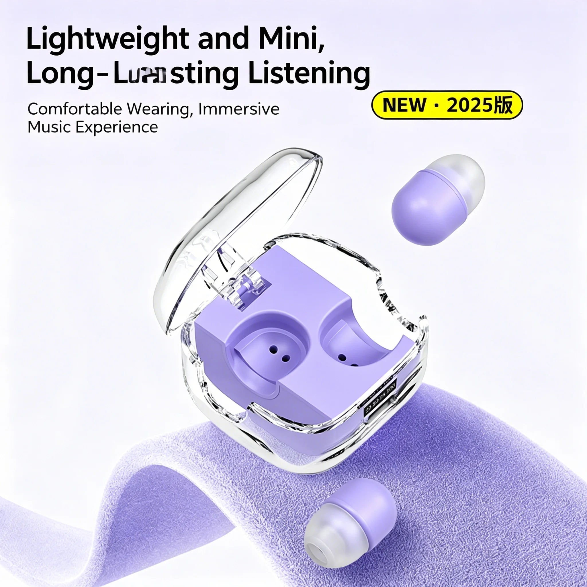 Bluetooth 5.3 Mini Invisible Sleep Earphones Noise Cancellation Hifi Stereo Office Headset Waterproof Sports Exercise Earbuds