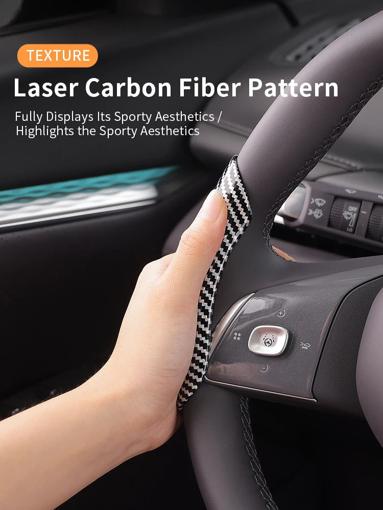 Car carbon fiber pattern steering wheel cover four-season universal non-slip ultra-thin wear-resistant card handle cover