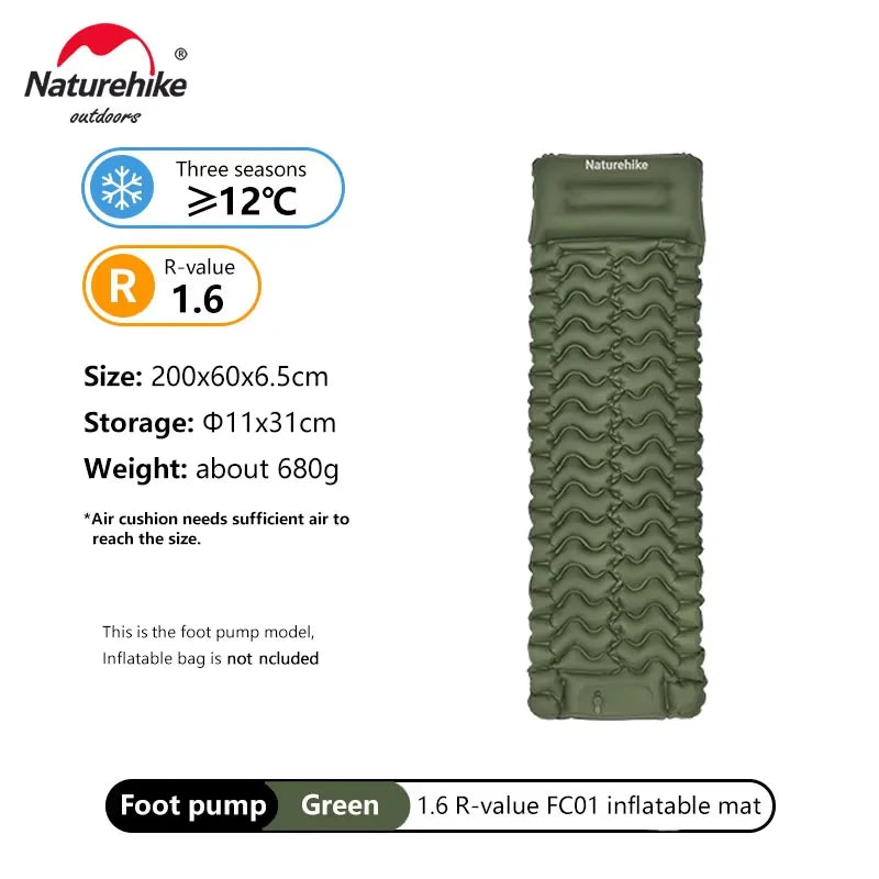 Naturehike Inflatable Mattress Camping Mattress Air Mattress Ultralight Outdoor Sleeping Pad Folding Bed Hiking Sleeping Mat