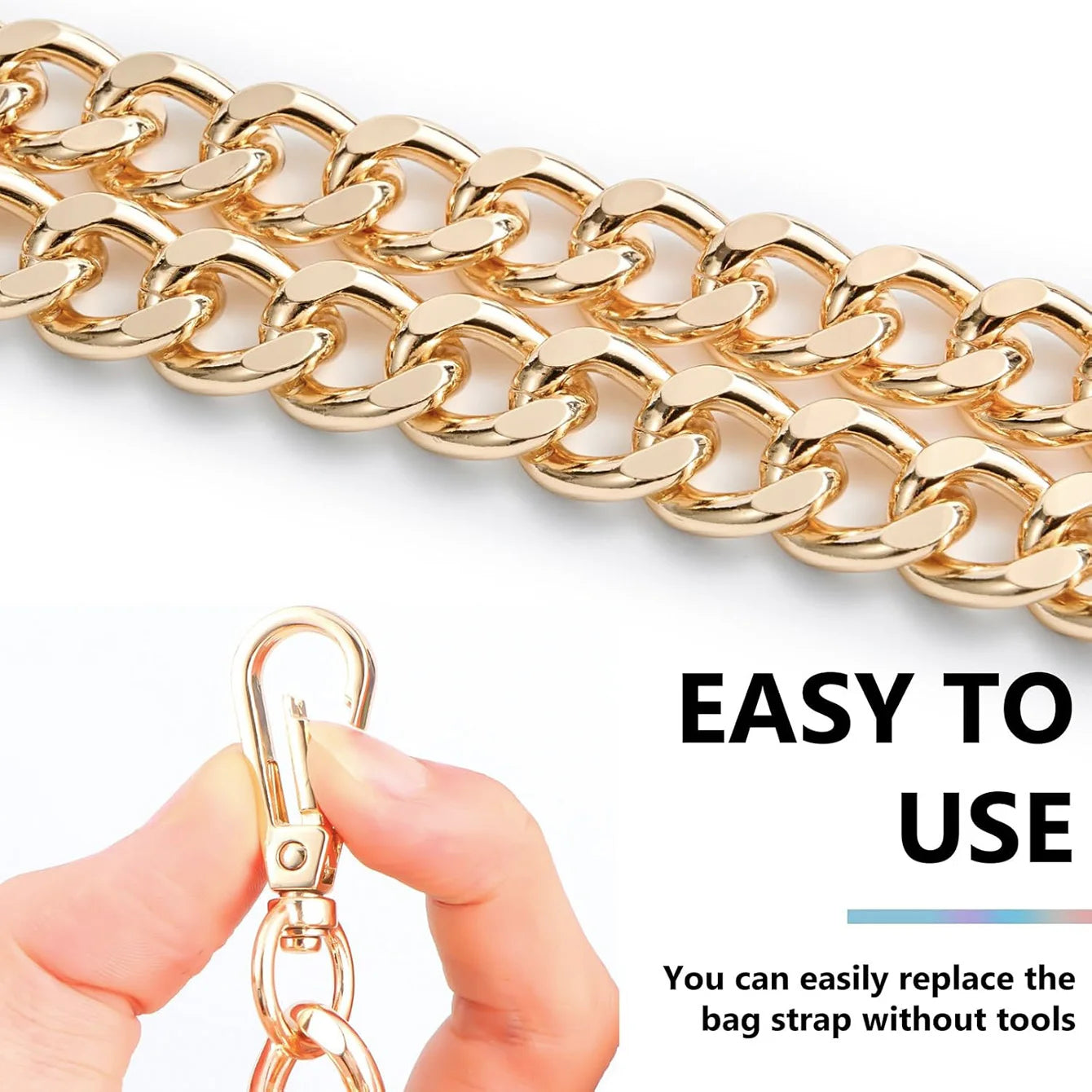 Metal Aluminum Bag Chain Replacement Parts Accessories for Hand-Woven Shoulder Handbag DIY Handmade Detachable Straps