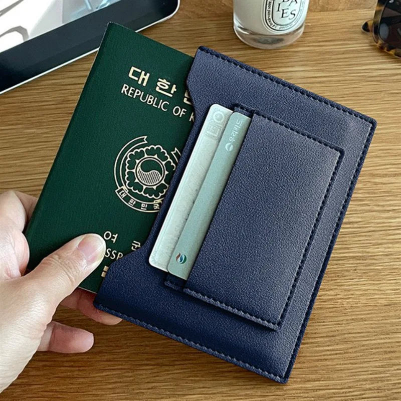 1PCS Double leather Passport Travel Antiskimming Blocking Wallet Cover Case Blocking Card Wallet Credit Card Holder