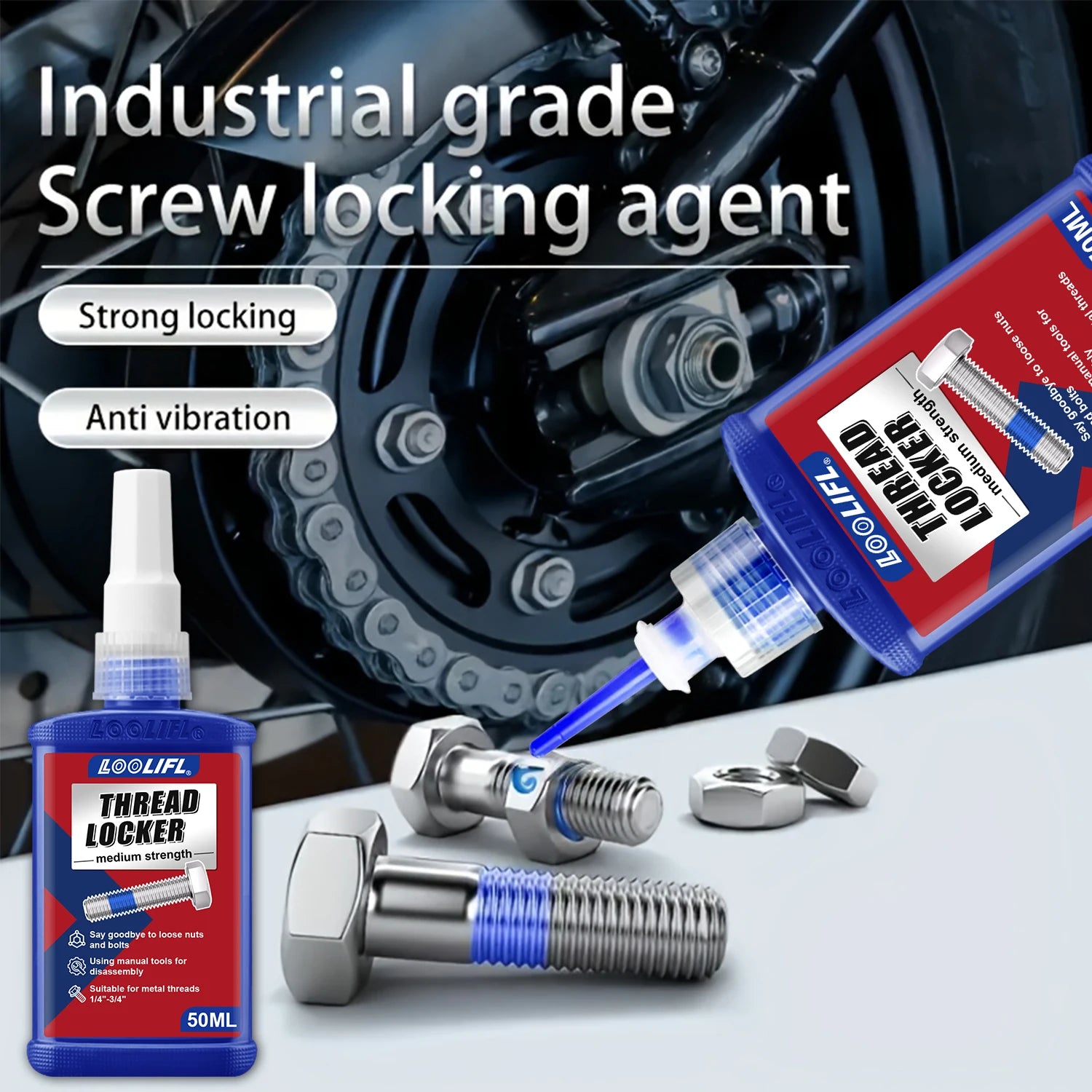 50ML 5PCS Threadlocker Screw Glue Quickly Cured Thread Locking Agent Anaerobic Adhesive Corrosion-Resistant Anti-Loosening Glue