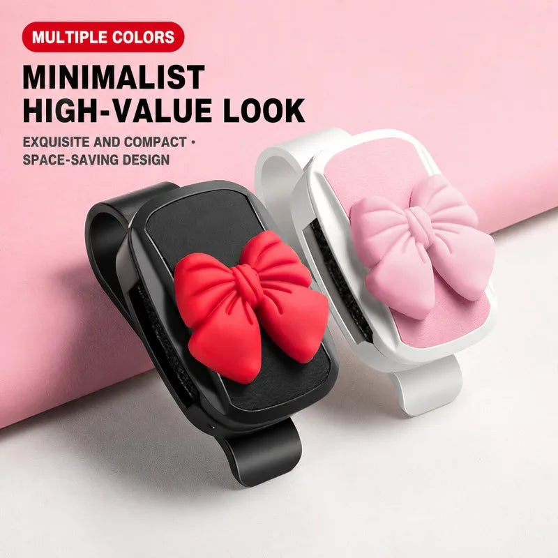 Bowknot Car Glasses Clip Cute Feminine Cartoon Sun Visor Multifunctional Storage Holder Eyeglass Organizer Auto Interior