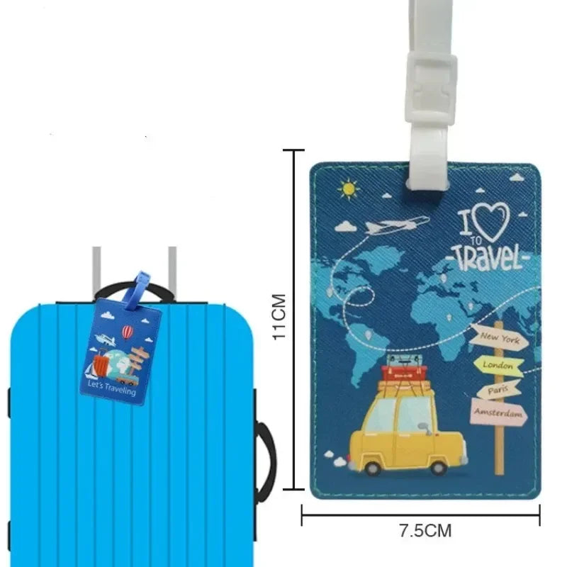 PU Suitcase ID Address Holder Baggage Boarding Tag Portable Label Creative Travel High Quality Travel Accessories Luggage Tag