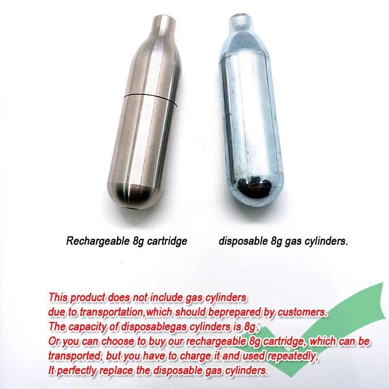 Soda Blaster 8g Refill CO2 Cartridge Sparkling Water Maker Flavor Cocktail Bubble Drinks Pressurizer Bartender Carbonated Bottle